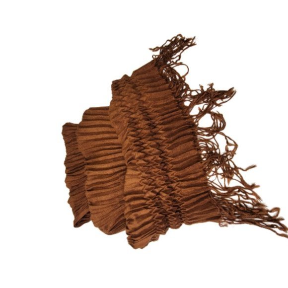 Brown Scarf Accordion StyleScarf Long Scarf- NEW - Picture 4 of 5
